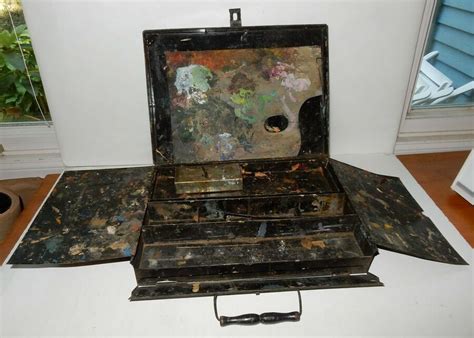 antique metal paint box|Antique Painted Metal Box .